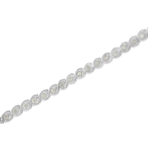.925 Sterling Silver 2 cttw Miracle Plate Set Diamond Spiral Link Bracelet (I-J Color, I3 Clarity) -7"