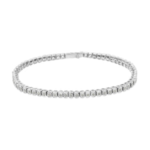 .925 Sterling Silver ½ Cttw Miracle-Set Diamond Round Half Bezel 7” Tennis Bracelet (I-J Color, I2-I3 Clarity)