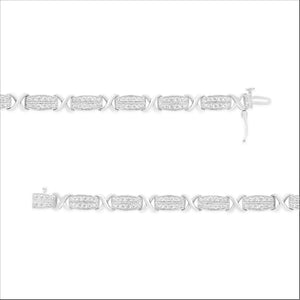 .925 Sterling Silver 2.0 cttw Diamond 2 Row X-Link Bracelet (I-J Color, I3 Clarity) -7"