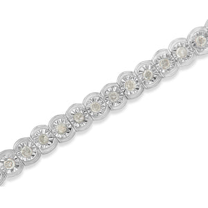 .925 Sterling Silver 1.0 Cttw Diamond Miracle-Set Cut-Circle 7" Tennis Bracelet (I-J Color, I2-I3 Clarity)