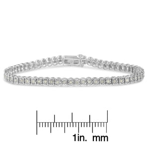 .925 Sterling Silver 1.0 Cttw Diamond Miracle-Set Cut-Circle 7" Tennis Bracelet (I-J Color, I2-I3 Clarity)