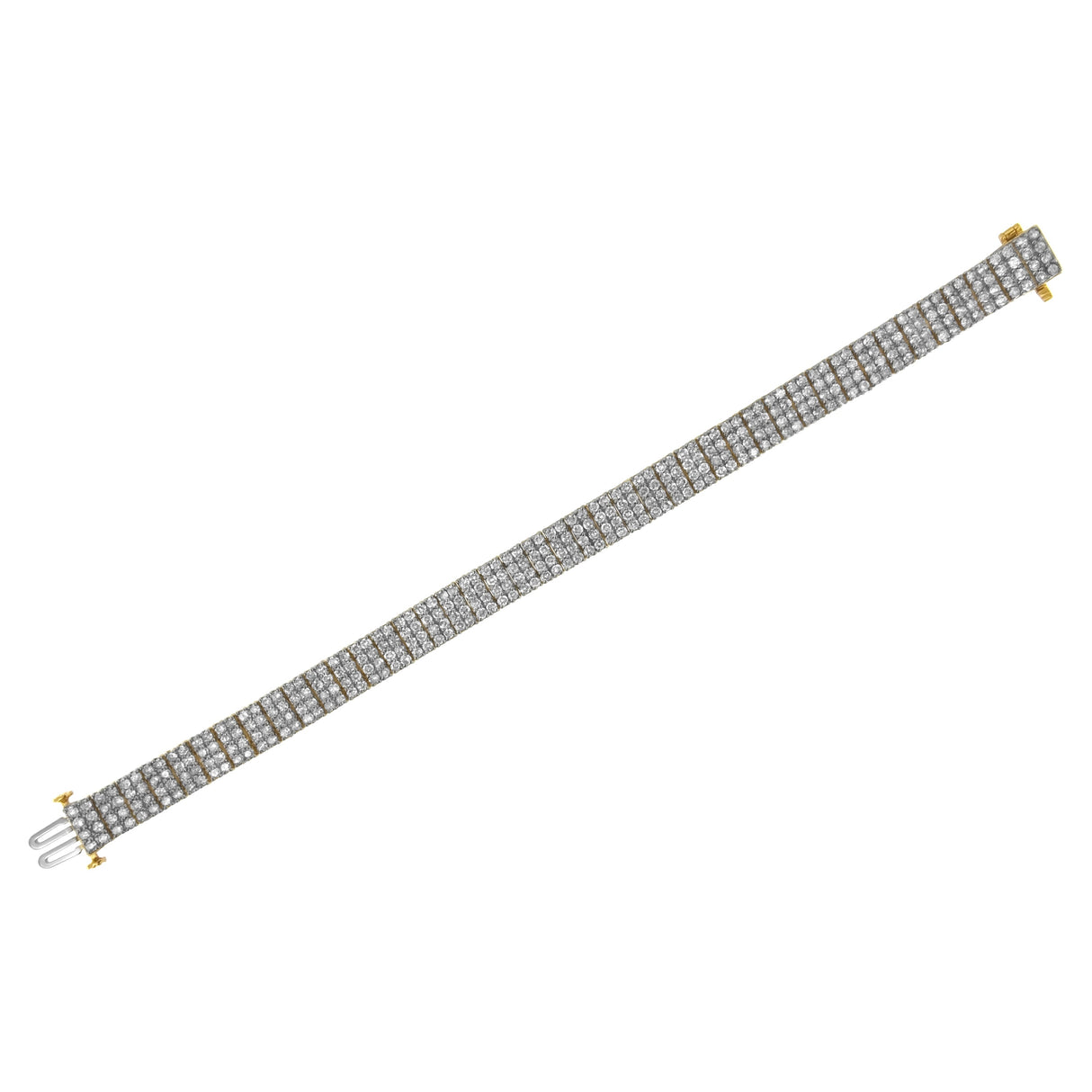 IGI Certified 14K Yellow Gold Plated Sterling Silver 10.0 Cttw Faint Brown Diamond 4 Row Tennis Bracelet