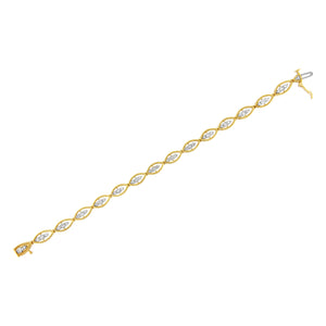 10K Yellow Gold Plated .925 Sterling Silver 1 cttw Prong Set Round-Cut Diamond Link Bracelet (J-K Color, I1-I2 Clarity) - 7.25"