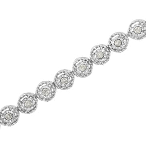 .925 Sterling Silver 1/2 Cttw Miracle Set Round Diamond Bezel Design Link Bracelet (I-J Color, I2-I3 Clarity) - 7.25"