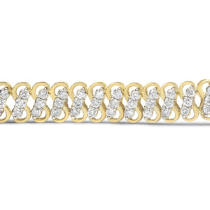 10K Yellow Gold 4.0 Cttw Diamond Triple Row Infinity 7" "S" Link Tennis Bracelet (J-K Color, I2-I3 Clarity)