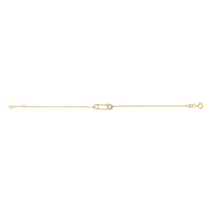 10K Yellow Gold 1/10 Cttw Diamond Paperclip Charm Adjustable Link Bracelet  (I-J Color, I1-I2 Clarity) - 7.25 Inch