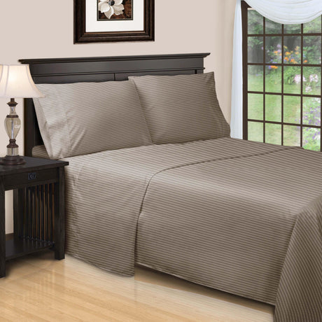650 Thread Count Egyptian Cotton Sateen Stripe Bed Sheet Set - Egyptian Cotton Sheet Set by Superior Brand