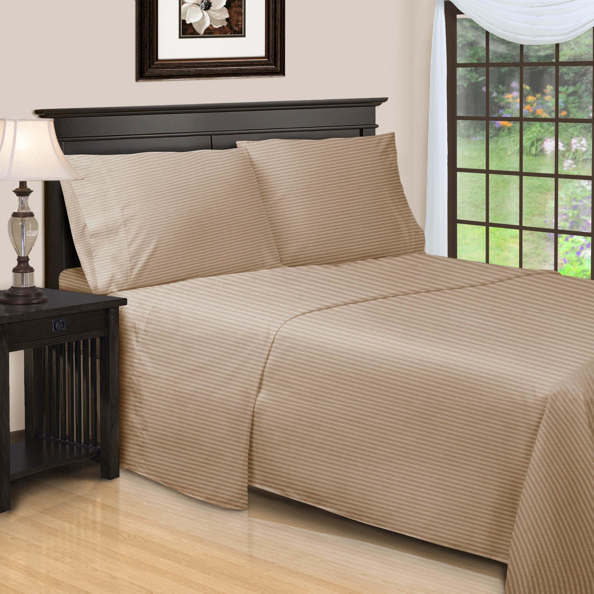 650 Thread Count Egyptian Cotton Sateen Stripe Bed Sheet Set - Egyptian Cotton Sheet Set by Superior Brand