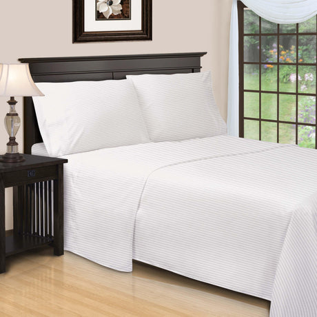 650 Thread Count Egyptian Cotton Sateen Stripe Bed Sheet Set - Egyptian Cotton Sheet Set by Superior Brand