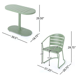 3 Piece Elegant Outdoor Bistro Set with 2 Chairs and Oval Table