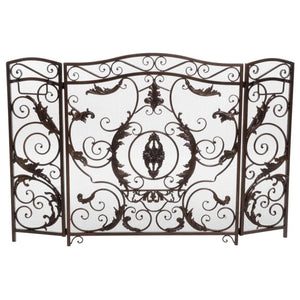 Mariella Traditional Floral Iron Fireplace Screen With Ornate Design