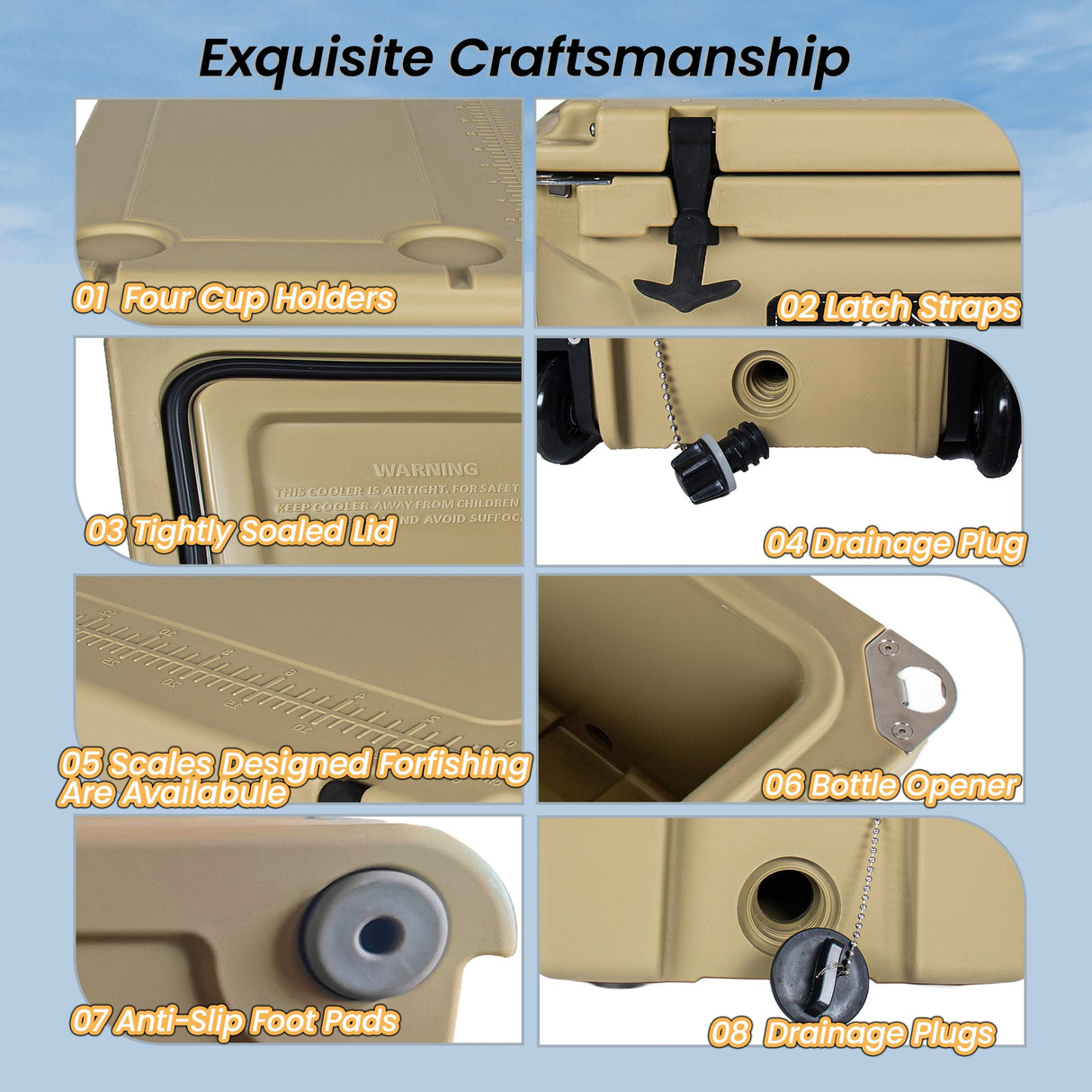 110 Quart Khaki Rotomolded Insulated Ice Chest