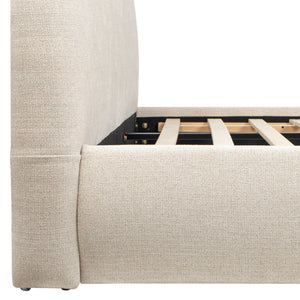 Archie Puffy Grounded Upholstered Platform Bed - Oatmeal Light