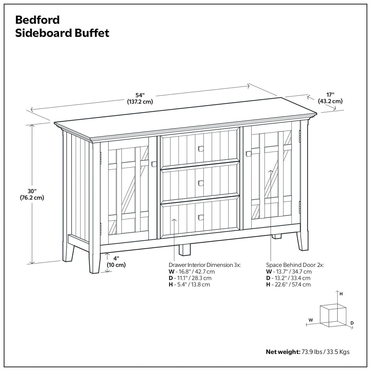 Bedford - Sideboard Buffet - White