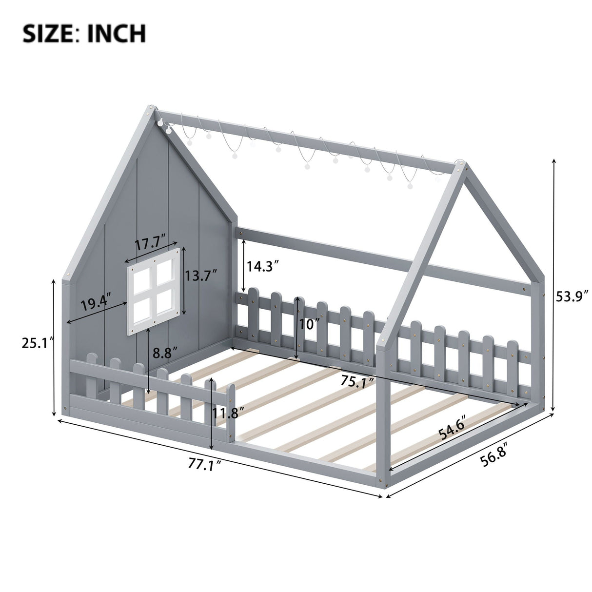 House Bed With Window And Fence