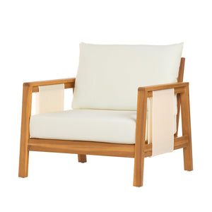 Outdoor Club Chair, Acacia Wood Frame with Textilene Accents