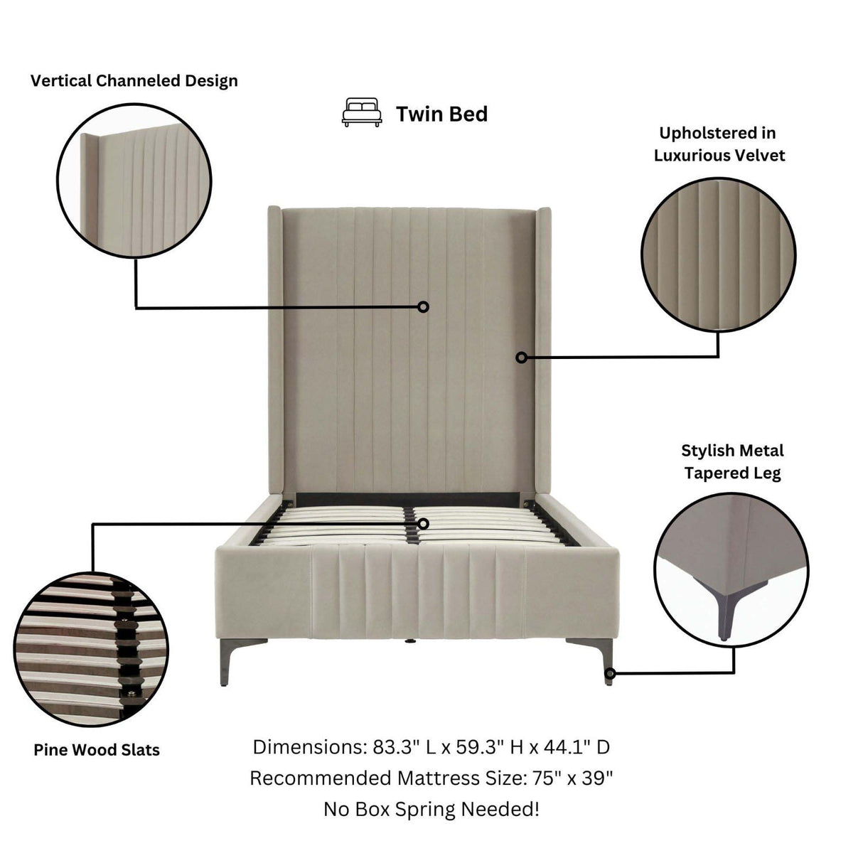 Promenade - Bed With Upholstered Headboard And Slats