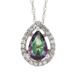 Treated Topaz Diamond Fashion Pendants 14KT White Gold