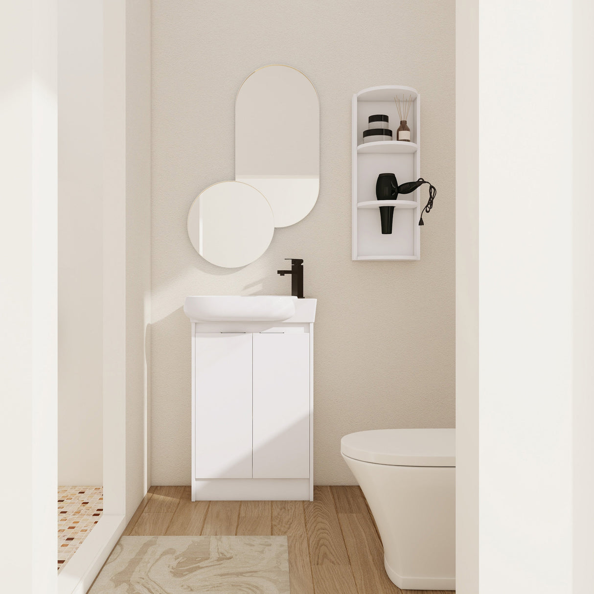 23" Freestanding Bathroom Vanity with Sink and Storage Rack