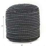 River Handcrafted Cylindrical Pouf in Water Resistant Fabric