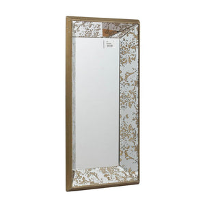 Antique Rectangle Mirror With Floral Accents, Mirrored Display Tray, Hanging Wall Mirror