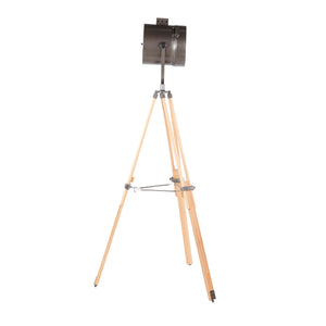 Ahoy Industrial Floor Lamp in Natural Wood and Antique Metal