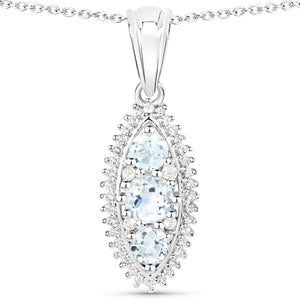 4.50 Carat Genuine Blue Topaz and White Topaz .925 Sterling Silver 3 Piece Jewelry Set (Ring, Earrings, and Pendant w/ Chain)
