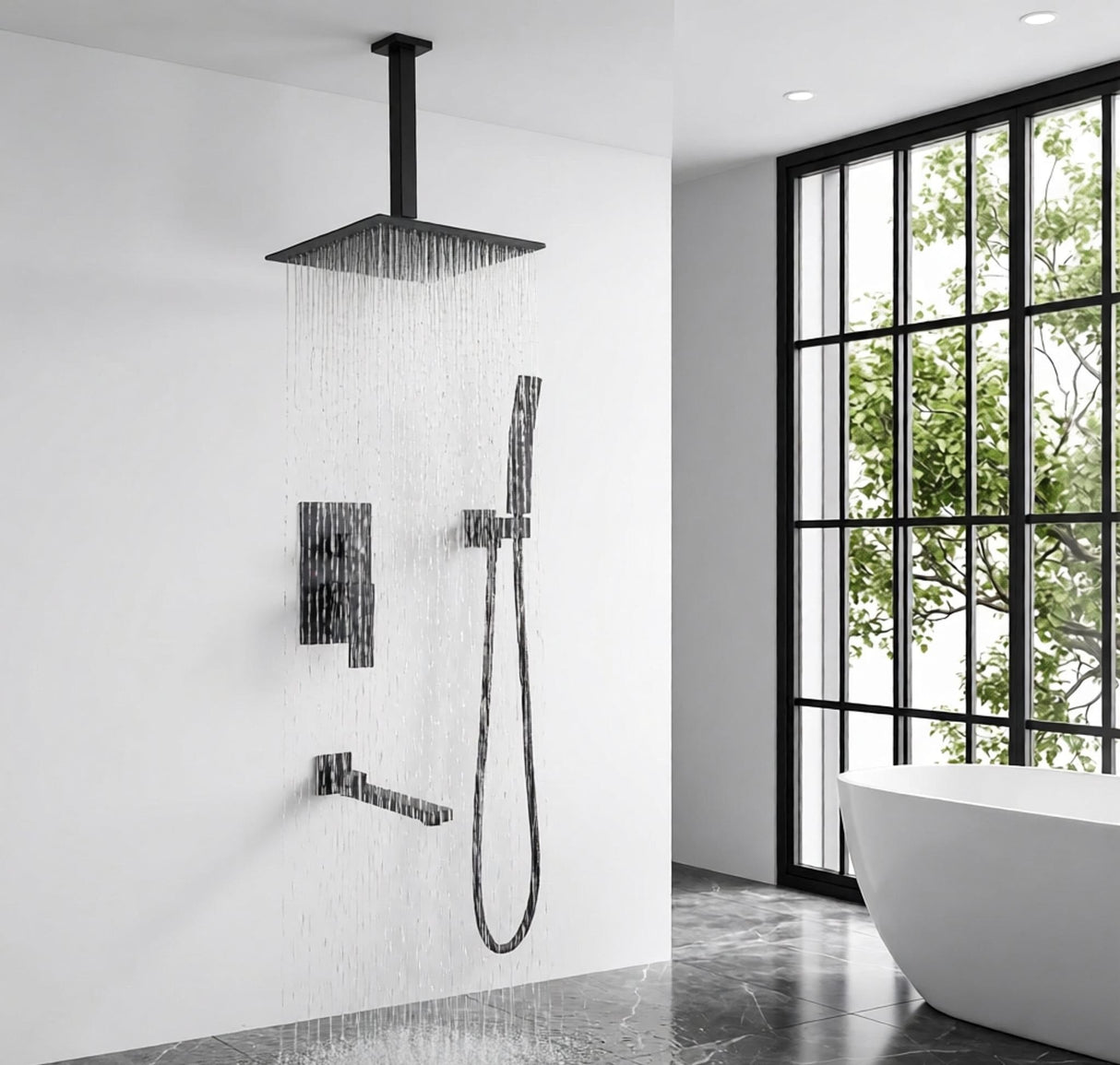 Shower System with Tub Spout,10 inch  Shower Head Shower Set for Bathroom Matte