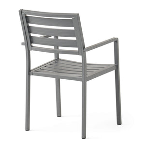 Outdoor Modern Aluminum Dining Chair (Set of 2), Gun Metal Gray