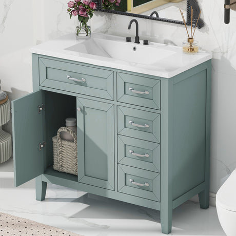 36" Green Bathroom Vanity with Sink – Modern Style with Ample Storage