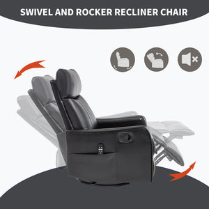 Black Faux Leather Heat Massage Manual Recliner Chair