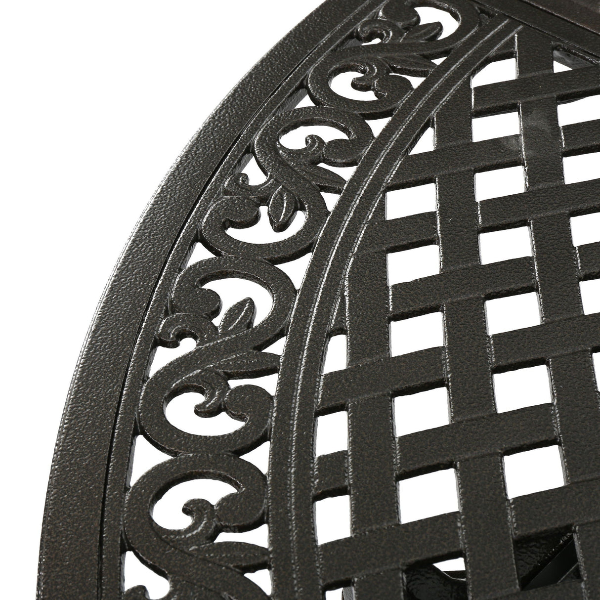 Outdoor Expandable Aluminum Dining Table With Latticework Details And Curvy Legs