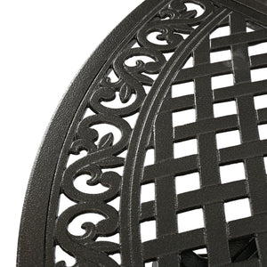 Outdoor Expandable Aluminum Dining Table With Latticework Details And Curvy Legs