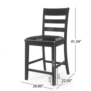 Farmhouse Upholstered Wood Counter Stools with Full Back - Black or Dark Brown