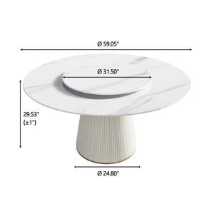 Modern, Round Carbon Steel Base Dining Table, Can Accommodate 6 People