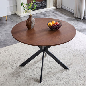 Extendable Round Dining Table - Walnut