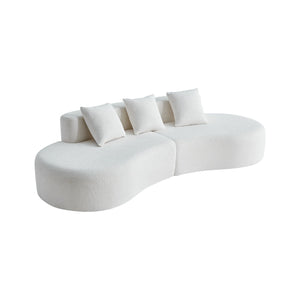 Curved Boneless Couch, Half Moon Sofa, 5 Seat Couch With High Density Foam Filled For Living Room - White