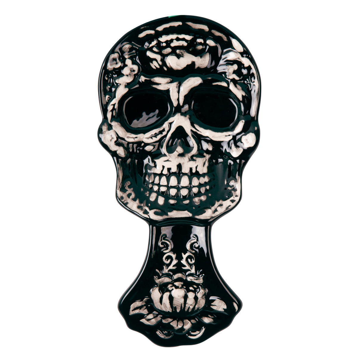 9"L Antique Black Skull Spoonrest