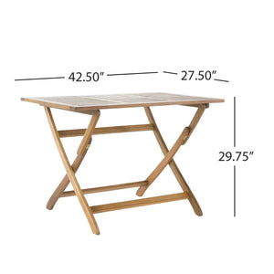 Blissique Outdoor Foldable Wood Dining Table with Slat Design