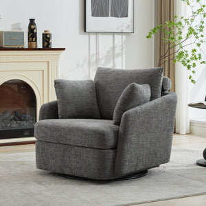 40.55"W Swivel Accent Chair With 2 Throw Pillows