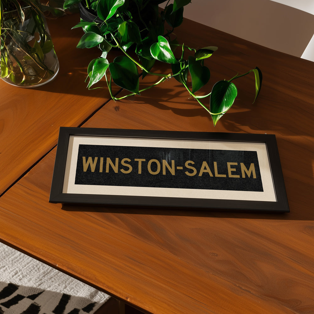 Framed Winston Salem Black & Gold Bus Scroll