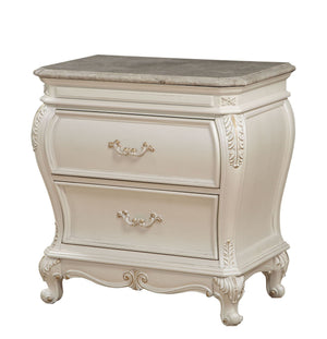Chantelle Nightstand With Granite Top - White
