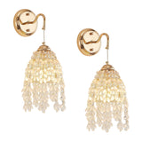Set of 2 Gold Frame Crystal Grape-Shaped Bead Wall Sconces