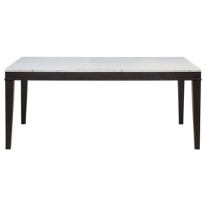 Averill 7-piece White Marble Top Dining Set Dark Grey and Coffee Bean