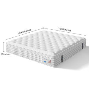 12" King Hybrid Mattress, Memory Foam & Pocket Spring Bed, Medium Firm Comfort