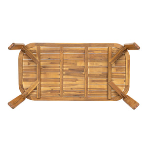 Kaja Outdoor Acacia Wood Dining Table, Teak Finish with Slat Design