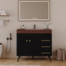 36" Freestanding Bathroom Vanity with Ceramic Sink and Faux Marble Top