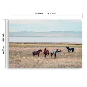 Horse Framed Wall Art Decor for Living Room - Denim Brown