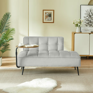 54-Inch Modern Two-Seater Velvet Sofa with Rotating Table
