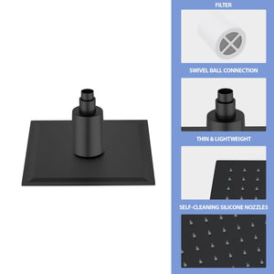 Ultra Thin 8" Square Rain Shower Head 304 Stainless Steel, Wall / Ceiling Mounted